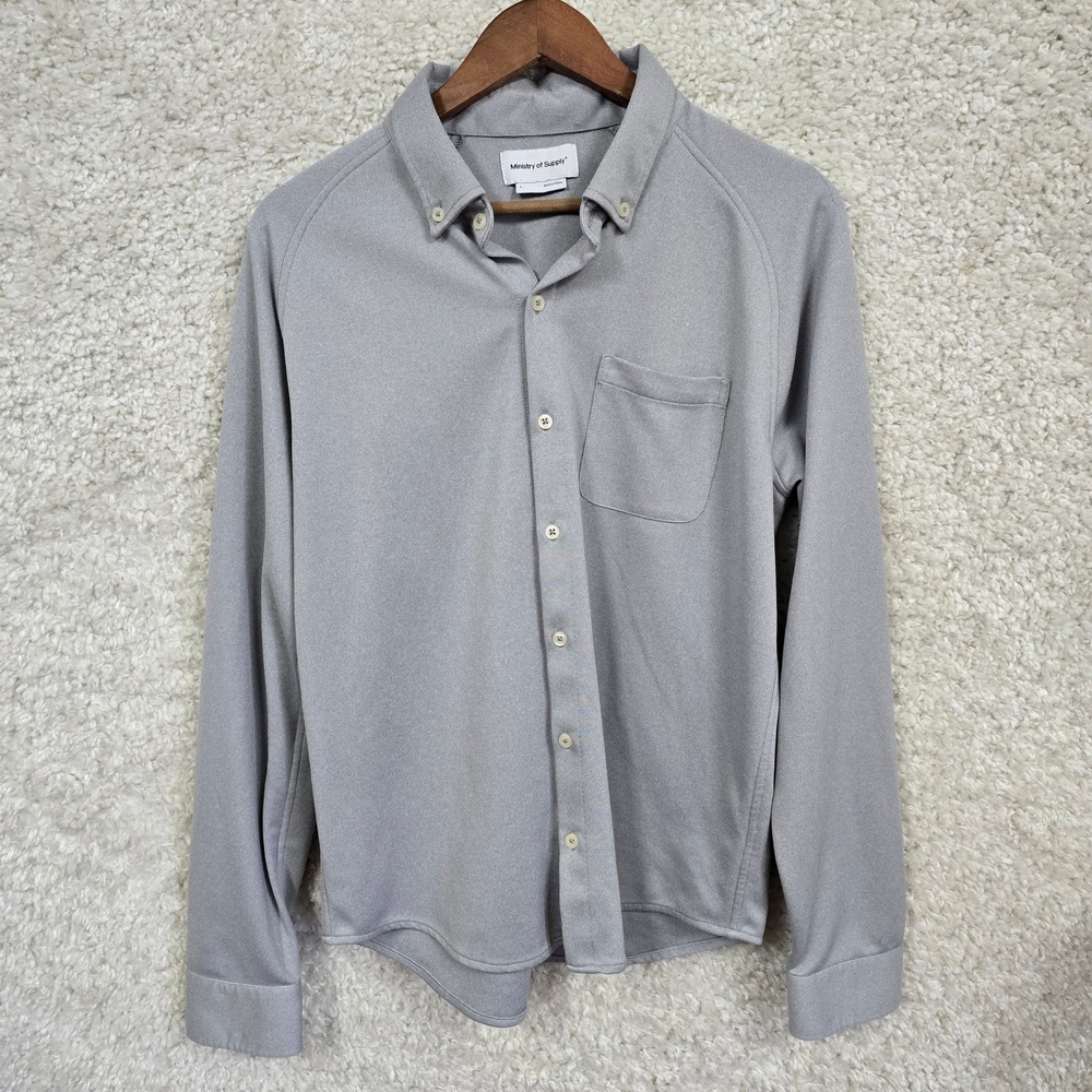 Ministry of‎ Supply Apollo Shirt Mens Large Grey Performance Knit Techwear